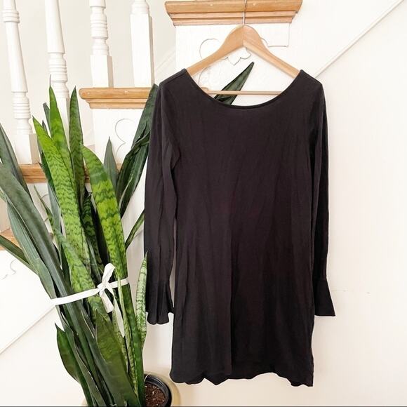 Free People black long sleeves tie back scoop neck - Picture 1 of 8